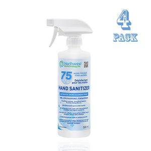 4x 500ml Northwest Biotechnology 75% Ethyl Alcohol Hand Sanitizer